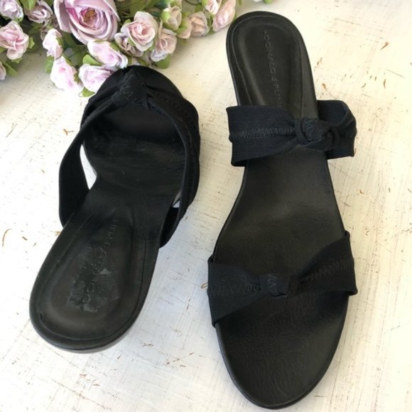 VTG Donald J. Pliner Black Double Nylon Stretch Knot Strap Kitten Heel Sandal - Picture 13 of 16